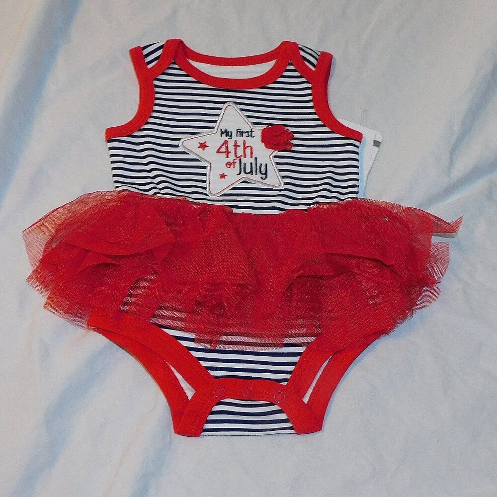 Baby Girl First 4th of July One Piece w/Skirt 3 Months USA Patriotic NEW